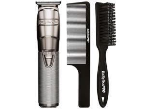Babyliss Pro FX788S Silver FX Metal Lithium Cordless Trimmer with Fade Brush and 9" Comb