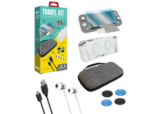 Armor3 Travel Kit: Travel Case, Protective Case, Screen Protector, Earbuds, Type-C Charging Cable, Thumb Grips, Microfiber Screen Wipe for Nintendo Switch Lite