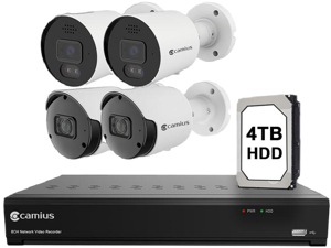 Camius PoE Security Camera System with 4K 8 Channel NVR, 4TB Hard Drive, 2 x 4K Spotlight Cameras (Siren, 2-way audio), 2 x 2K Outdoor Security Cameras, Audio Recording, Smart, AI detection Camius PoE Security Camera System with 4K 8 Channel NVR, 4TB Hard Drive, 2 x 4K Spotlight Cameras (Siren, 2-way audio), 2 x 2K Outdoor Security Cameras, Audio Recording, Smart, AI detection