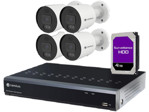 Camius 4K Security Camera System with 4 Outdoor Cameras, 8 Channel NVR, 4TB - PoE, Lights, Siren, 2 Way Audio, Smart Motion, Human, Vehicle Detection Camius 4K Security Camera System with 4 Outdoor Cameras, 8 Channel NVR, 4TB - PoE, Lights, Siren, 2 Way Audio, Smart Motion, Human, Vehicle Detection