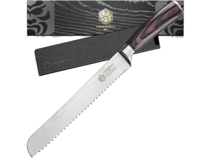 Kessaku 8-Inch Serrated Bread Knife - Samurai Series - Forged High Carbon 7Cr17MoV Stainless Steel - Pakkawood Handle with Blade Guard