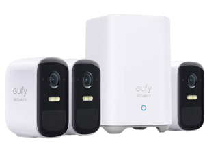 eufy Security, eufyCam 2C Pro 3-Cam Kit, Wireless Home Security System with 2K Resolution, 180-Day Battery Life, HomeKit Compatibility, IP67, Night Vision, and No Monthly Fee.