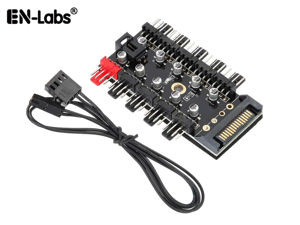 EnLabs PWMHUB10S 10 Ports 4-Pin PWM Fan Hub, SATA 15pin to 10 Fan Power Splitter Adapter Cable w/ Self-sticker for 3Pin / 4Pin fan EnLabs PWMHUB10S 10 Ports 4-Pin PWM Fan Hub, SATA 15pin to 10 Fan Power Splitter Adapter Cable w/ Self-sticker for 3Pin / 4Pin fan