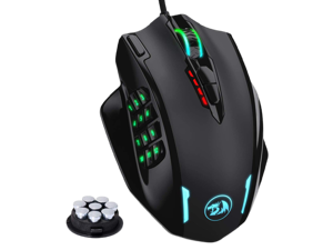 Redragon M908 Impact RGB Gaming Mouse, 12400 DPI Wired Laser MMO Mouse with High Precision Actuation, 12 Macro Side Buttons and 16.8 Million Customized Breathing Backlight for PC/Laptop