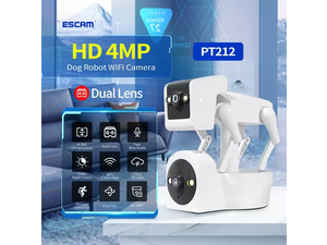 4MP Dual Lens one fixed one can move Robot Dog Binocular Wifi IP Smart Camera Pan 355° /Tilt 75° Phone APP Sound Alarm cloud storage two-way audio color night vision Mobile detection human recognition 4MP Dual Lens one fixed one can move Robot Dog Binocular Wifi IP Smart Camera Pan 355° /Tilt 75° Phone APP Sound Alarm cloud storage two-way audio color night vision Mobile detection human recognition