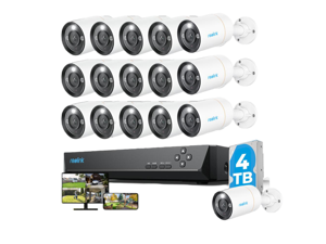 Reolink 16CH 6K PoE Security Camera System, 16pcs 12MP IP Camera Human/Car Detect, IP66 Waterproof +1pc 16CH H.265 NVR Pre-Installed 4TB HDD (Include 16pcs 18M Cat5 Cables) - RLK16-1212B16-A Reolink 16CH 6K PoE Security Camera System, 16pcs 12MP IP Camera Human/Car Detect, IP66 Waterproof +1pc 16CH H.265 NVR Pre-Installed 4TB HDD (Include 16pcs 18M Cat5 Cables) - RLK16-1212B16-A