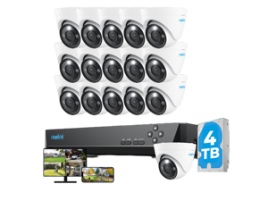 Reolink 16CH 6K PoE Security Camera System, 16pcs 12MP IP Camera Human/Car Detect, IP66 Waterproof +1pc 16CH H.265 NVR Pre-Installed 4TB HDD (Include 16pcs 18M Cat5 Cables) - RLK16-1224B16-A Reolink 16CH 6K PoE Security Camera System, 16pcs 12MP IP Camera Human/Car Detect, IP66 Waterproof +1pc 16CH H.265 NVR Pre-Installed 4TB HDD (Include 16pcs 18M Cat5 Cables) - RLK16-1224B16-A