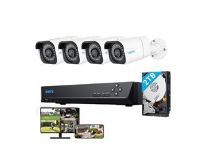 Reolink 4K Security Camera System, 4pcs H.265 4K PoE Security Cameras Wired with Smart Person Vehicle Detection, 8MP/4K 8CH NVR with 2TB HDD for 24/7 Recording - RLK8-800B4 Reolink 4K Security Camera System, 4pcs H.265 4K PoE Security Cameras Wired with Smart Person Vehicle Detection, 8MP/4K 8CH NVR with 2TB HDD for 24/7 Recording - RLK8-800B4