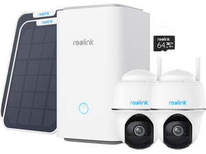 Reolink Home Hub with 2x Argus PT and Solar Panel 5MP Wireless Wi-Fi Solar Battery Camera with Pan & Tilt Color Night Vision, White Reolink Home Hub with 2x Argus PT and Solar Panel 5MP Wireless Wi-Fi Solar Battery Camera with Pan & Tilt Color Night Vision, White