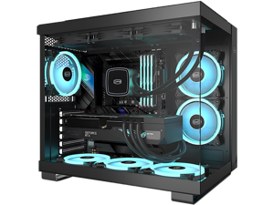 PCCOOLER CPS C3 T500 ARGB PC Case, Dual-Chamber Mid-Tower ATX Case, Desktop Computer Case w/ 6 ARGB Fans Pre-installed w/ Fan Hub, Column-Free Design, Tempered Glass, USB 3.1 Gen 2 Type-C, Black