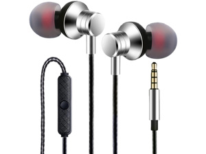 Wired Earbuds Headphones with Microphone Stereo Bass Earphones Noise Isolation in-Ear Headset Compatible with All Smartphones Tablets iPod IPad MP3 Player That with 3.5 mm Interface(Silver) Wired Earbuds Headphones with Microphone Stereo Bass Earphones Noise Isolation in-Ear Headset Compatible with All Smartphones Tablets iPod IPad MP3 Player That with 3.5 mm Interface(Silver)