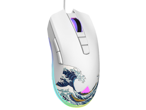 COSTOM Womier G705 USB Wired Gaming Mouse for PC Computer Windows Mac Laptop, Lightweight Silent RGB Backlit Mouse with Adjustable 12000DPI/7 Programmable Side Buttons,White Kanagawa Theme COSTOM Womier G705 USB Wired Gaming Mouse for PC Computer Windows Mac Laptop, Lightweight Silent RGB Backlit Mouse with Adjustable 12000DPI/7 Programmable Side Buttons,White Kanagawa Theme