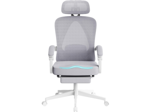 Dowinx Ergonomic Office Chair,Breathable Mesh Computer Chair with Pocket Spring Cushion,Comfy Desk Chair with Adjustable Lumbar Support and Headrest,LS-66WB0105 Grey