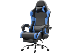 Dowinx Ergonomic Gaming Chair with Footrest, Reclining Office Chair with Massage Lumbar Support, Adjustable Height & Headrest Pillow, Heavy Duty 330lbs, Comfortable for Streaming Long Gaming, Blue Dowinx Ergonomic Gaming Chair with Footrest, Reclining Office Chair with Massage Lumbar Support, Adjustable Height & Headrest Pillow, Heavy Duty 330lbs, Comfortable for Streaming Long Gaming, Blue