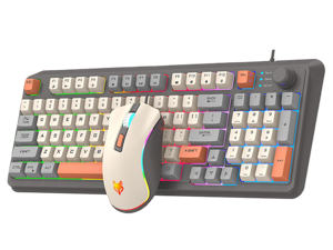 TROPRO K82 Rainbow Gaming Keyboard and Colorful Mouse Combo, USB Wired LED Backlight Gaming Mouse and Keyboard for Laptop PC Computer Gaming and Work