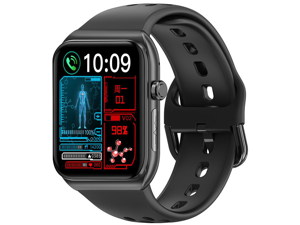 Bk01 Bluetooth Calling Ecg Uric Acid Blood Lipid Blood Glucose Heart Rate Body Temperature Monitoring Multi-Sport Smart Watch (Black)