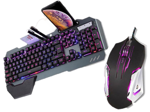 Wired Gaming Keyboard Set Mechanical feel RGB Backlit Modes Waterproof Wired Game Keyboard For PC Desktop office