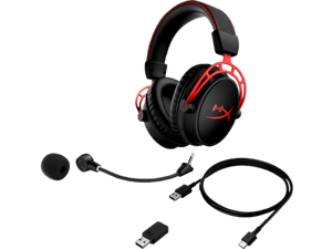 HyperX Cloud Alpha Wireless - Gaming Headset for PC, 300-hour battery life, DTS Headphone X Spatial Audio, Memory foam, Dual Chamber Drivers, Noise-canceling mic, Durable aluminum frame (Black-Red)