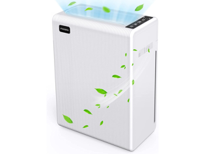 Mooka Air Purifiers for Home Large Room up to 1740ft², H13 HEPA Air Filter for Pets Hair Dander Smoke Pollen Dust, Ozone Free, Portable Air Purifiers for Bedroom Office Living Room, E-300L, White