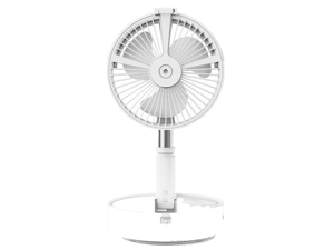 Foldable USB Table/Floor Air Circulator Cooling Fan with Telescopic Drawing Rod,for Indoor,Outdoor,Picnic,Camping,Travel, White/Pink (White)