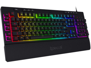 Redragon K512 Shiva RGB Backlit Membrane Gaming Keyboard with Multimedia Keys, Linear Mechanical-Feel Switch, 6 Extra On-Board Macro Keys, Dedicated Media Control, Detachable Wrist Rest