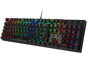 Redragon K556 RGB LED Backlit Wired Mechanical Gaming Keyboard, Aluminum Base, 104 Standard Keys