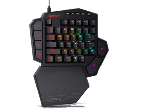 Redragon K585 DITI One-Handed RGB Mechanical Gaming Keyboard, Brown Switches, Type-C Professional Gaming Keypad with 7 Onboard Macro Keys, Detachable Wrist Rest, 42 Keys, Red Switches