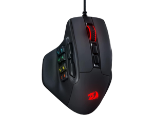 Redragon M811 Aatrox MMO Gaming Mouse, 15 Programmable Buttons Wired RGB Gamer Mouse w/ Ergonomic Natural Grip Build, 10 Side Macro Keys, Software Supports DIY Keybinds & Backlit
