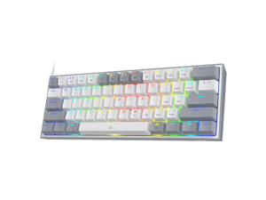 Redragon K617 Fizz 60% Wired RGB Gaming Keyboard, 61 Keys Compact Mechanical Keyboard w/White and Grey Color Keycaps, Linear Red Switch, Pro Driver/Software Supported