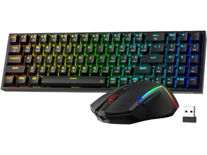 Redragon S136 Gaming Keyboard & Mouse Combo, 75% K628 Tri-Mode Wireless RGB Mechanical Keyboard and 7200 DPI Wireless Gaming Mouse Bundle, Convenient Shared Dongle