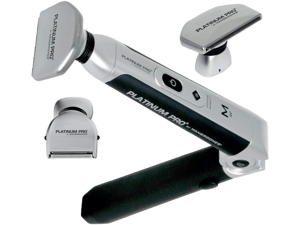 MANGROOMER - PLATINUM PRO New Back Shaver with 3 Shock Absorber Flex Heads, Power Hinge, Extreme Reach Handle & Bonus Case! (Generation 8.0), 4 Piece Set