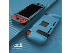 Dockable TPU Hard Back Hand Grip Cover Handgrip Shell For Switch NS Lite Joy-Con Controller Silicone Protective Case(Blue for Switch)