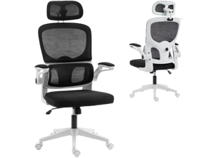 VANBOW Mesh Desk Chair with Coat Hook, Ergonomic Office Chair with Flip-up Arms, Headrest and Lumbar Support, 330 lbs, White VANBOW Mesh Desk Chair with Coat Hook, Ergonomic Office Chair with Flip-up Arms, Headrest and Lumbar Support, 330 lbs, White