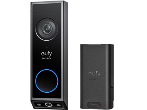 eufy Security Video Doorbell E340 (Battery Powered, with Extra Backup Battery), Uninterrupted Use with Rechargeable Battery, Dual Cameras, 2K Full HD, No Monthly Fee