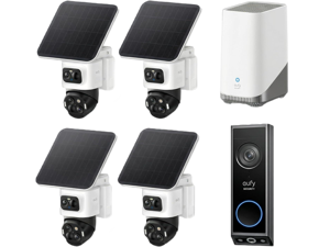 eufy Security eufyCam S4 4-Cam Kit with Video Doorbell E340, 4K Solar Camera Wireless Outdoor, 3-Lens PTZ Cam, 360° View, Whole-Home Coverage, AI Recognition, 8X Zoom, No Monthly Fee, Local Storage eufy Security eufyCam S4 4-Cam Kit with Video Doorbell E340, 4K Solar Camera Wireless Outdoor, 3-Lens PTZ Cam, 360° View, Whole-Home Coverage, AI Recognition, 8X Zoom, No Monthly Fee, Local Storage