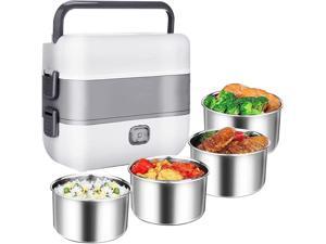 Electric Cooker, Mini Lunch Box 2L, 200W, 4 Stainless Steel Tiers | Pordtable Rice Raw Food Warmer Cooker, 2-Layer Steamer for Office, Travel & Dorm Electric Cooker, Mini Lunch Box 2L, 200W, 4 Stainless Steel Tiers | Pordtable Rice Raw Food Warmer Cooker, 2-Layer Steamer for Office, Travel & Dorm