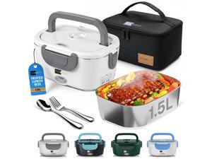 Heated Lunch Box 1.5L Tray Electric Lunch Box for Adult White Gray | 80W Portable Food Warmer, 1.5L Stainless Steel Container, Carry Bag & Leakproof Lid - 12/24V Car/Truck & 110/220V Home/Office Heated Lunch Box 1.5L Tray Electric Lunch Box for Adult White Gray | 80W Portable Food Warmer, 1.5L Stainless Steel Container, Carry Bag & Leakproof Lid - 12/24V Car/Truck & 110/220V Home/Office