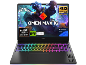 HP Omen MAX Gaming Laptop, 16" WQXGA 240Hz Display, AMD Ryzen AI 9 HX 375, NVIDIA GeForce RTX 5080, 64GB DDR5 RAM, 4TB SSD, Per Key RGB, Wi-Fi 7, Omen Tempest Cooling Pro, Win11 Home, Black HP Omen MAX Gaming Laptop, 16" WQXGA 240Hz Display, AMD Ryzen AI 9 HX 375, NVIDIA GeForce RTX 5080, 64GB DDR5 RAM, 4TB SSD, Per Key RGB, Wi-Fi 7, Omen Tempest Cooling Pro, Win11 Home, Black
