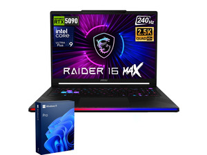 MSI Raider 16 Max HX Gaming Laptop, 16" WQXGA 240Hz, Intel Core Ultra 9 290HX Plus, NVIDIA GeForce RTX 5090, 64GB DDR5 RAM, 4TB SSD, Wi-Fi 7, Windows 11 Pro, RGB Backlit Keyboard, Black MSI Raider 16 Max HX Gaming Laptop, 16" WQXGA 240Hz, Intel Core Ultra 9 290HX Plus, NVIDIA GeForce RTX 5090, 64GB DDR5 RAM, 4TB SSD, Wi-Fi 7, Windows 11 Pro, RGB Backlit Keyboard, Black