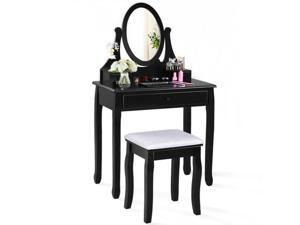 SlickBlue Bathroom Vanity Wooden Makeup Dressing Table Stool Set