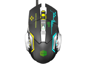 Chuang Gaming M1 Wired RGB Gaming Mouse, Ergonomic Design with 6 Functional Buttons, 7 Colors Breathing Backlit, 4 DPI Settings - Black