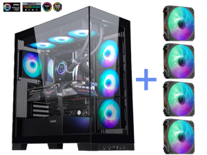 SAMA NEVIEW 4503 Black Tempered Glass ATX Airflow Full Tower...