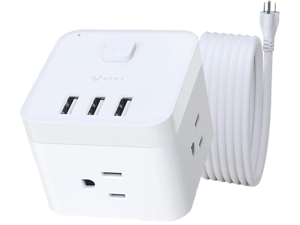 BULL Power Strip - 3 USB Ports, 3 AC Outlets and 5ft Flexible Extension Cord