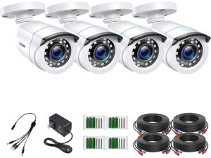 ZOSI 4 Pack 2MP 1080p HD-TVI Home Security Camera Outdoor Indoor 1920TVL,24PCS LEDs,80ft Night Vision, 90°View Angle, Weatherproof Outside Surveillance CCTV Bullet Camera ZOSI 4 Pack 2MP 1080p HD-TVI Home Security Camera Outdoor Indoor 1920TVL,24PCS LEDs,80ft Night Vision, 90°View Angle, Weatherproof Outside Surveillance CCTV Bullet Camera