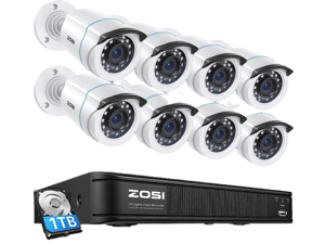 ZOSI H.265+ Home Security Camera System,5MP Lite 8 Channel CCTV DVR Recorder with Hard Drive 1TB and 8 x 1080p Weatherproof Bullet Camera Outdoor Indoor with 80ft Night Vision, Motion Alerts ZOSI H.265+ Home Security Camera System,5MP Lite 8 Channel CCTV DVR Recorder with Hard Drive 1TB and 8 x 1080p Weatherproof Bullet Camera Outdoor Indoor with 80ft Night Vision, Motion Alerts