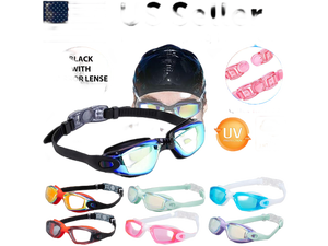 Clear Comfortable Swimming Goggles UV- Anti-Fog Swim Glasses Mirror Adult & Kids - Black with Mirrored Lenses Clear Comfortable Swimming Goggles UV- Anti-Fog Swim Glasses Mirror Adult & Kids - Black with Mirrored Lenses