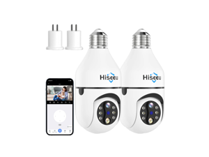 Hiseeu Light Bulb Security Camera Wireless WiFi 2.4GHz,10X Zoom PTZ Light Socket Security Camera for Home, 2-Way-Audio, Auto Tracking & Alarm, 3MP Color Night Vision, SD & Cloud Storage (Dual Lens)