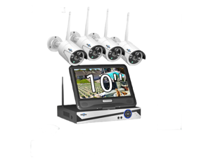 Hiseeu All-in-one with 10CH 10.1" 5MP Monitor Wireless Security Camera System, 4pcs 5MP Indoor/Outdoor Wireless Home Security Camera System, Remote Access, One-way Audio, 1TB HDD Hiseeu All-in-one with 10CH 10.1" 5MP Monitor Wireless Security Camera System, 4pcs 5MP Indoor/Outdoor Wireless Home Security Camera System, Remote Access, One-way Audio, 1TB HDD