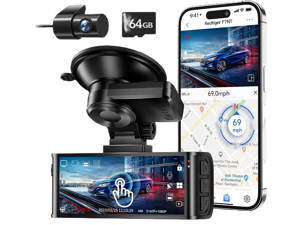REDTIGER 4K Dash Cam Front and Rear, Touch Screen 3.18 Inch, Free 64GB Card, Car Dash Camera Built-in WiFi GPS, UHD 2160P Night Vision, WDR, Parking Monitor (F7N Touch)