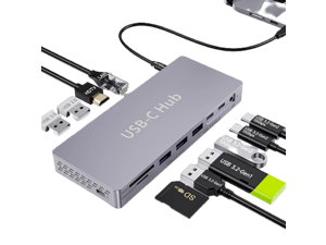 UPERFECT 14 in 1 USB C Hub, USB C Docking Station Dual Monitor, Adapter with HDMI(4K60Hz), Ethernet, 3 USB 10G,100W PD, SD/TF, Audio, Laptop Docking Station for Dell/HP/Lenovo/ThinkPad/Surface UPERFECT 14 in 1 USB C Hub, USB C Docking Station Dual Monitor, Adapter with HDMI(4K60Hz), Ethernet, 3 USB 10G,100W PD, SD/TF, Audio, Laptop Docking Station for Dell/HP/Lenovo/ThinkPad/Surface